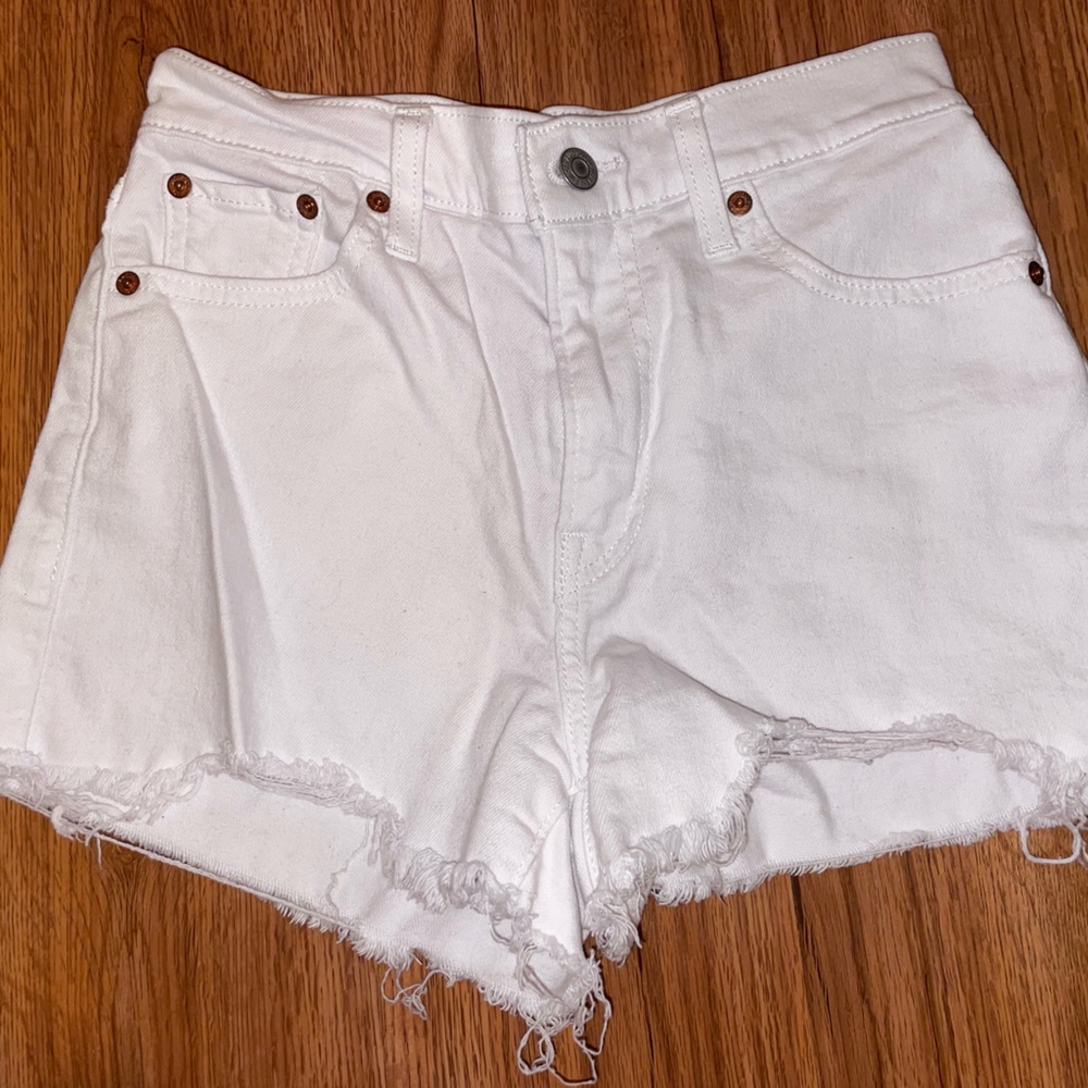 White Levi Shorts